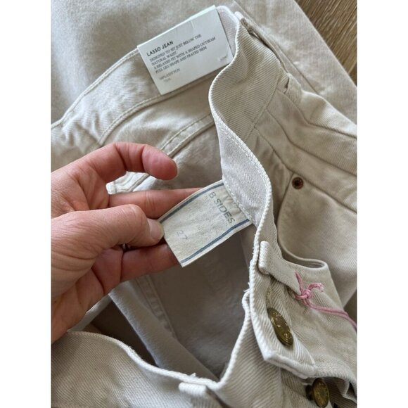 $385 B SIDES Relaxed Slim Lasso Wide Leg Denim Jeans USA Barrel Tan Women’s 27 - Picture 5 of 5